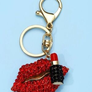 Red and Gold Lipstick Bag Charm